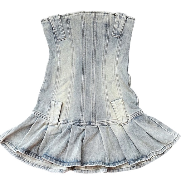 Jaded London Corset Denim Kilt Mini Dress - Picture 3 of 6